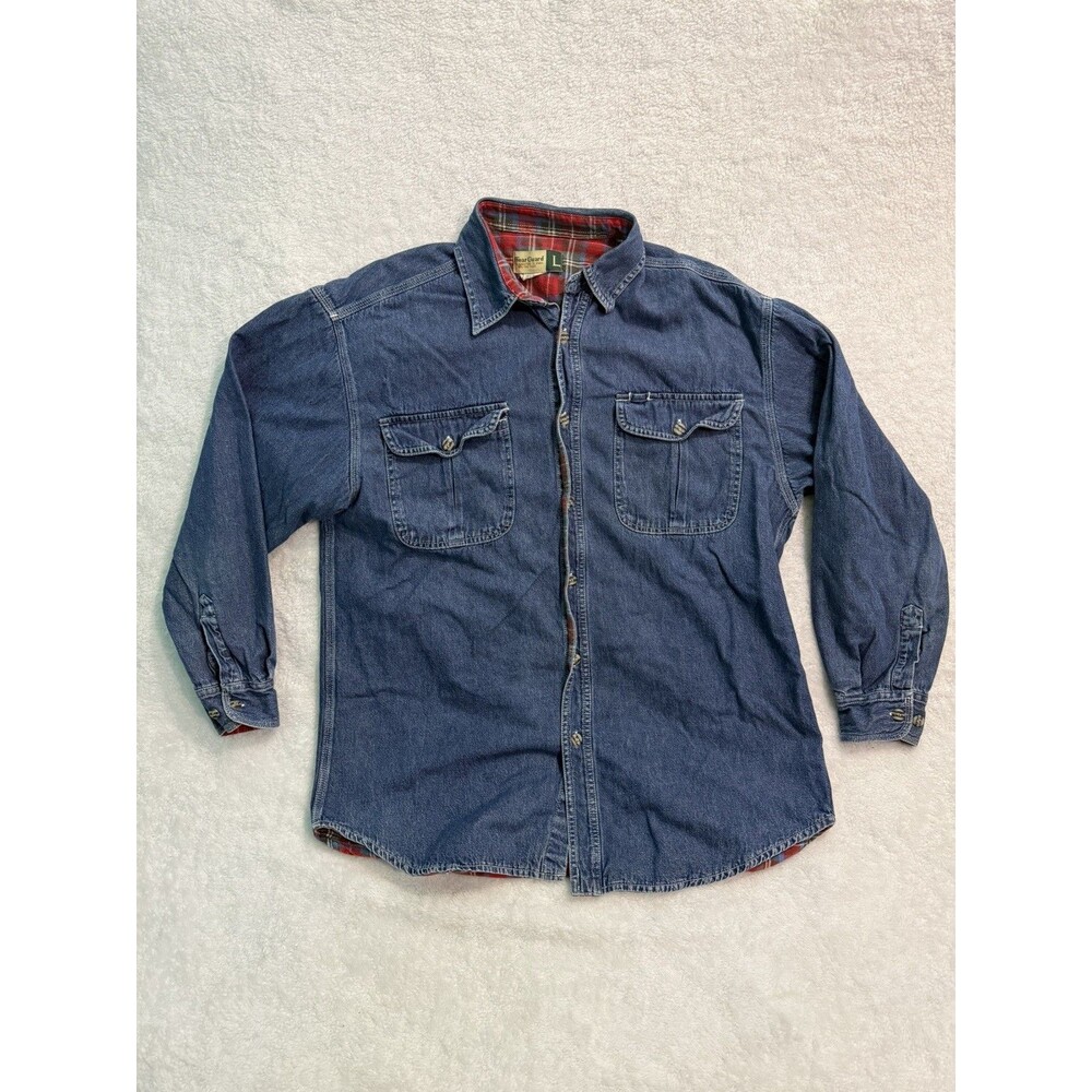 WearGuard Jacket Men Large Flannel Lined Denim  Button Outdoors Work